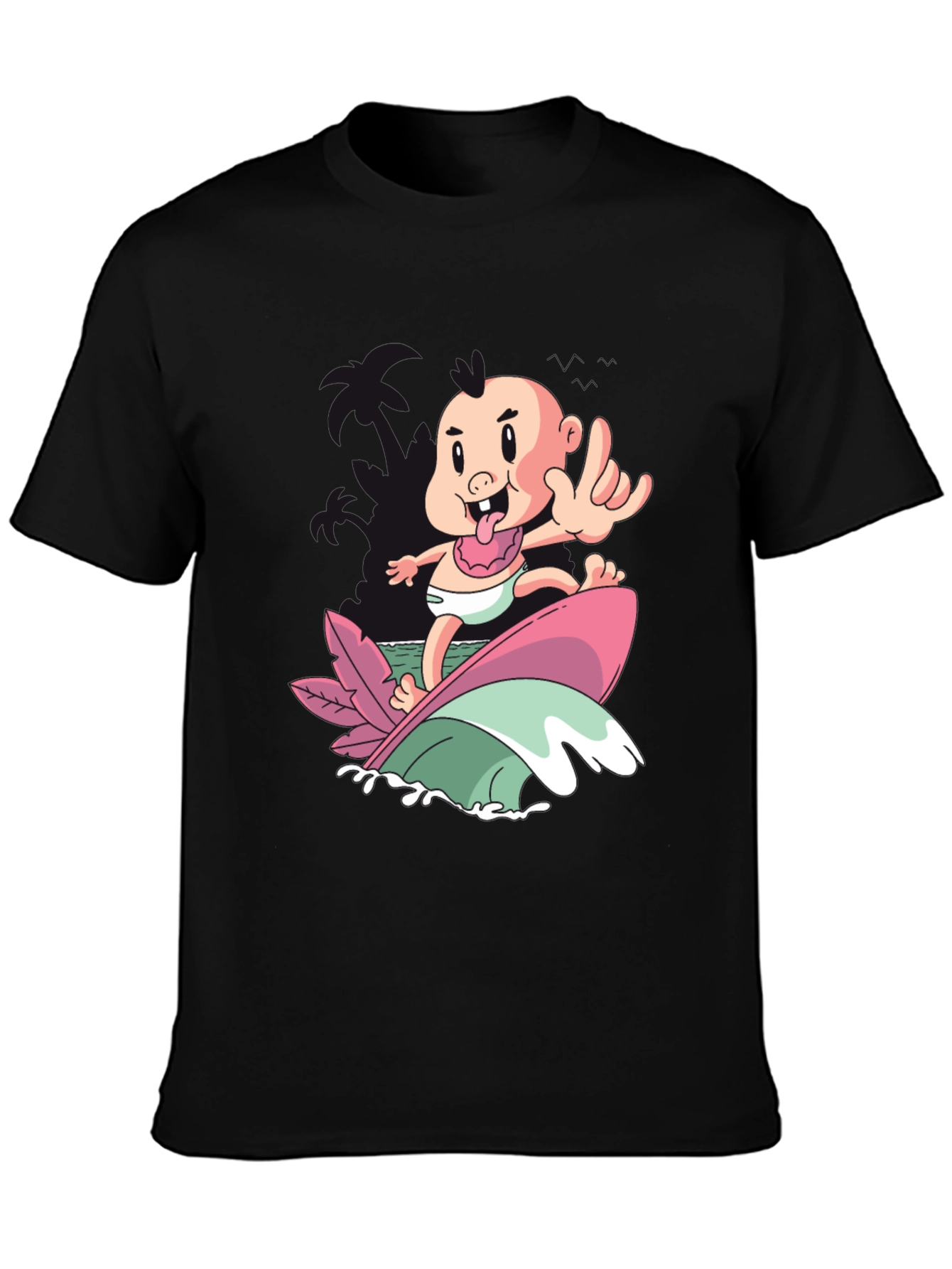 Surfing Baby Graphic T-Shirt - Cool Cartoon Tee