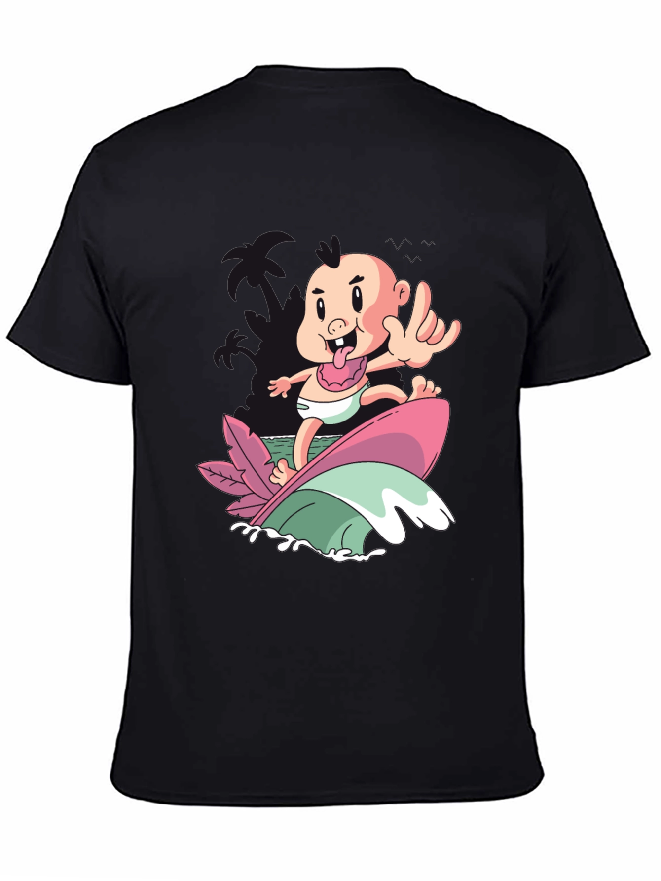 Surfing Baby Graphic T-Shirt - Cool Cartoon Tee