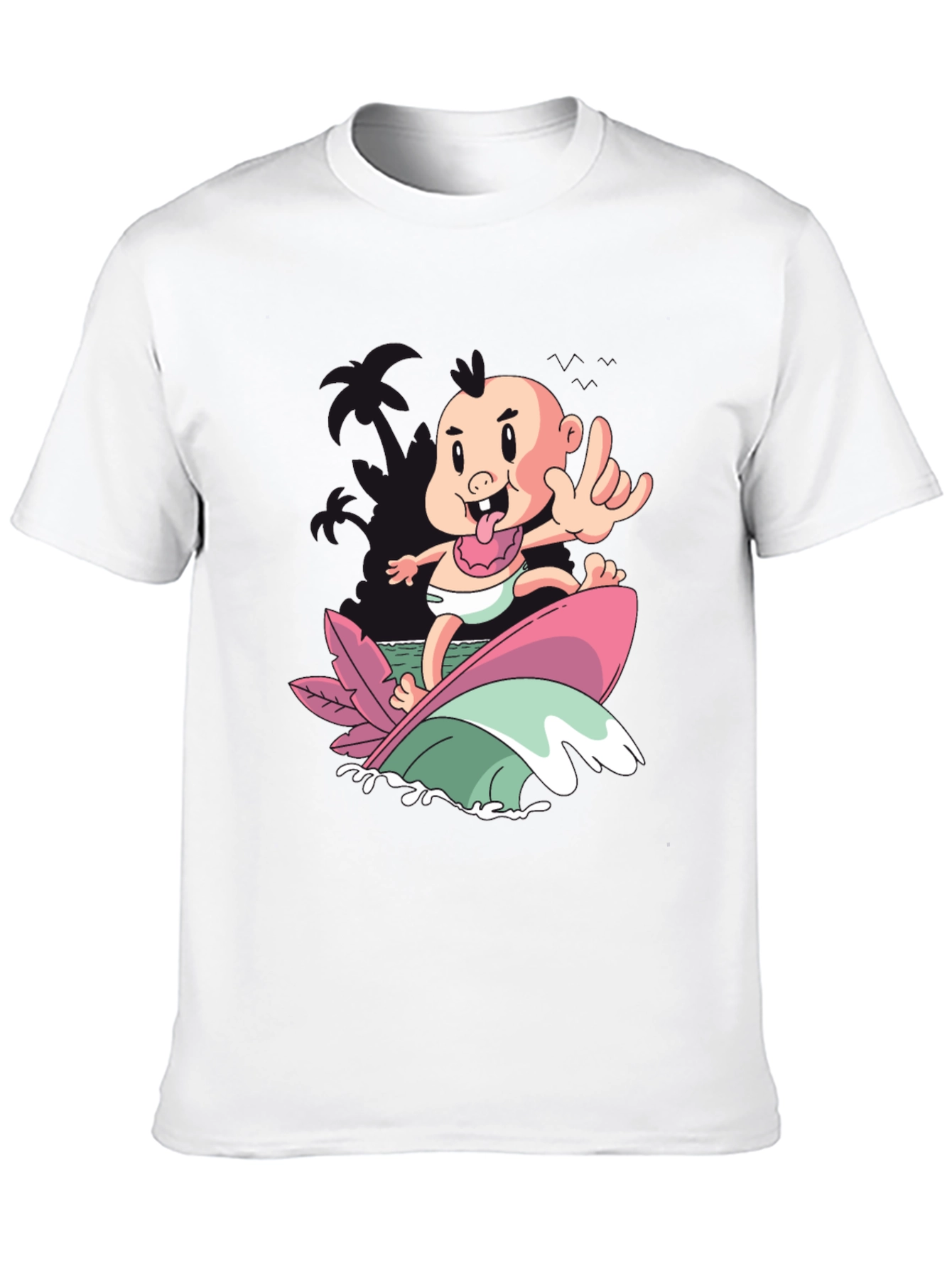Surfing Baby Graphic T-Shirt - Cool Cartoon Tee