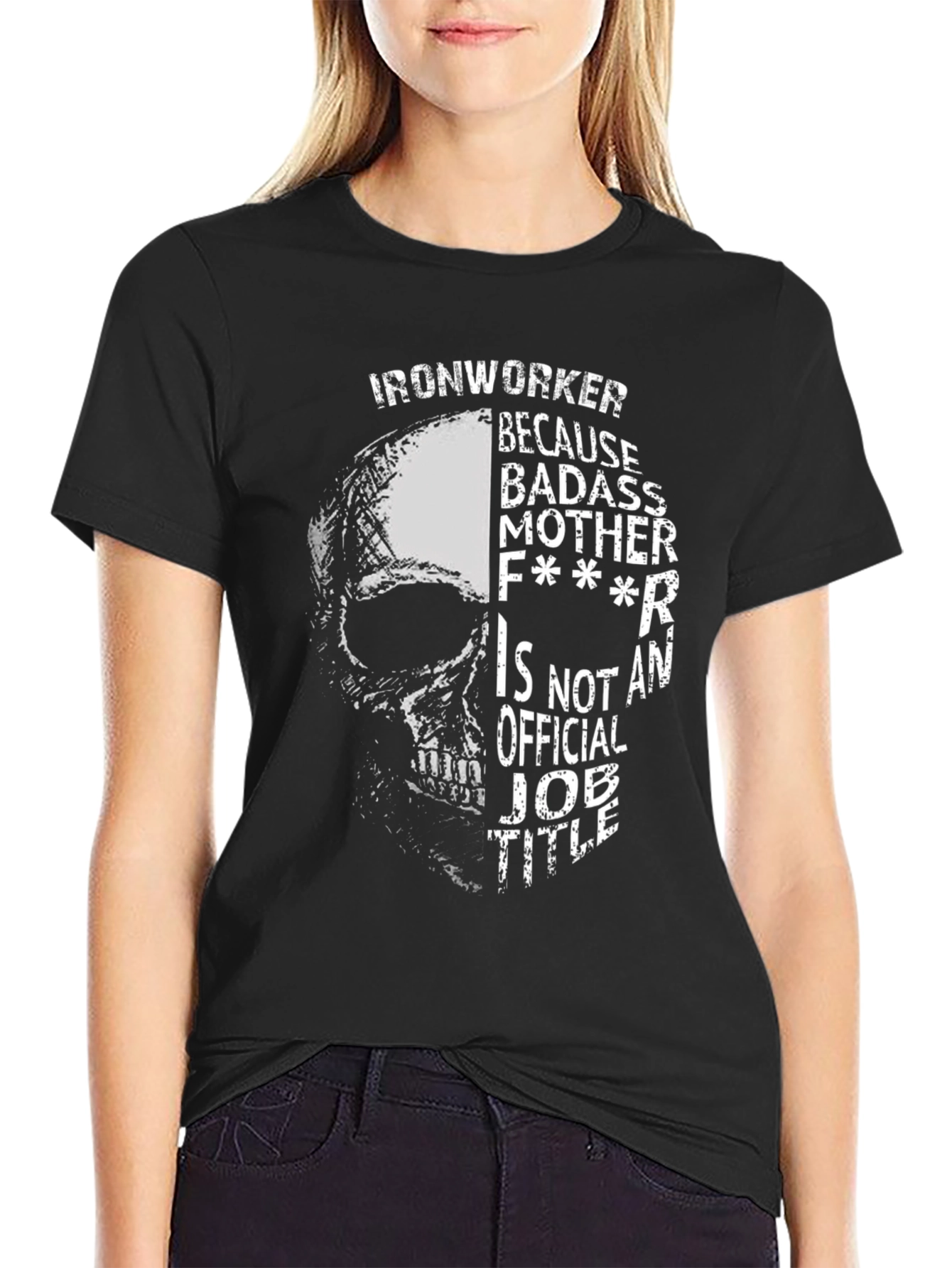 Ironworker Badass Skull Graphic T-Shirt