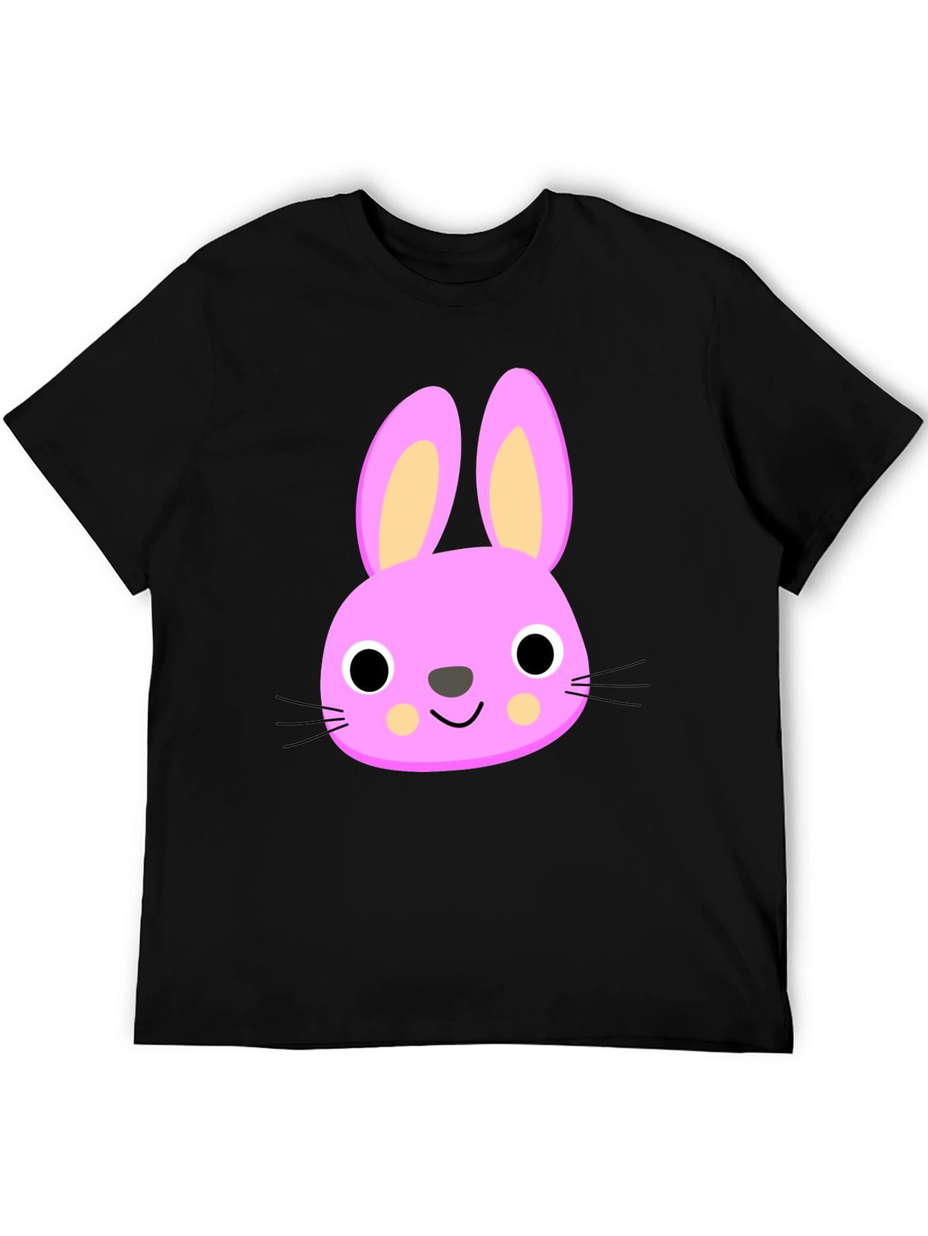 Cute Bunny Graphic Tee - Black Cotton Shirt