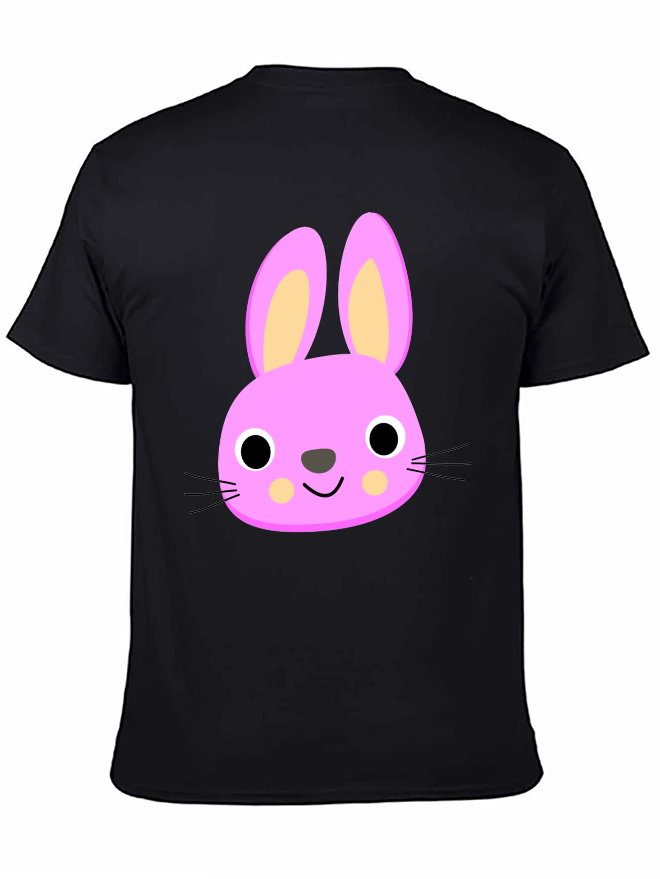 Cute Bunny Graphic Tee - Black Cotton Shirt