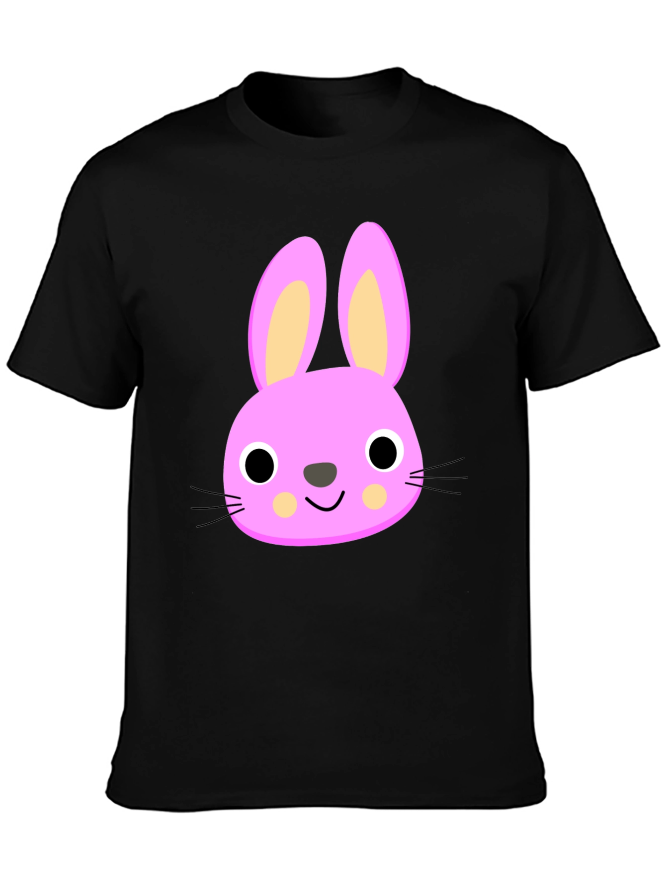 Cute Bunny Graphic Tee - Black Cotton Shirt