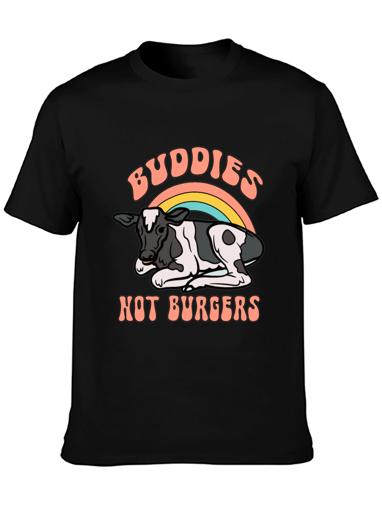 Buddies Not Burgers T-Shirt - Vegan Rainbow Cow Tee