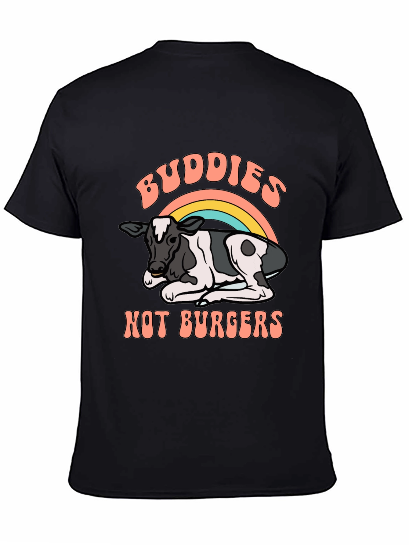Buddies Not Burgers T-Shirt - Vegan Rainbow Cow Tee
