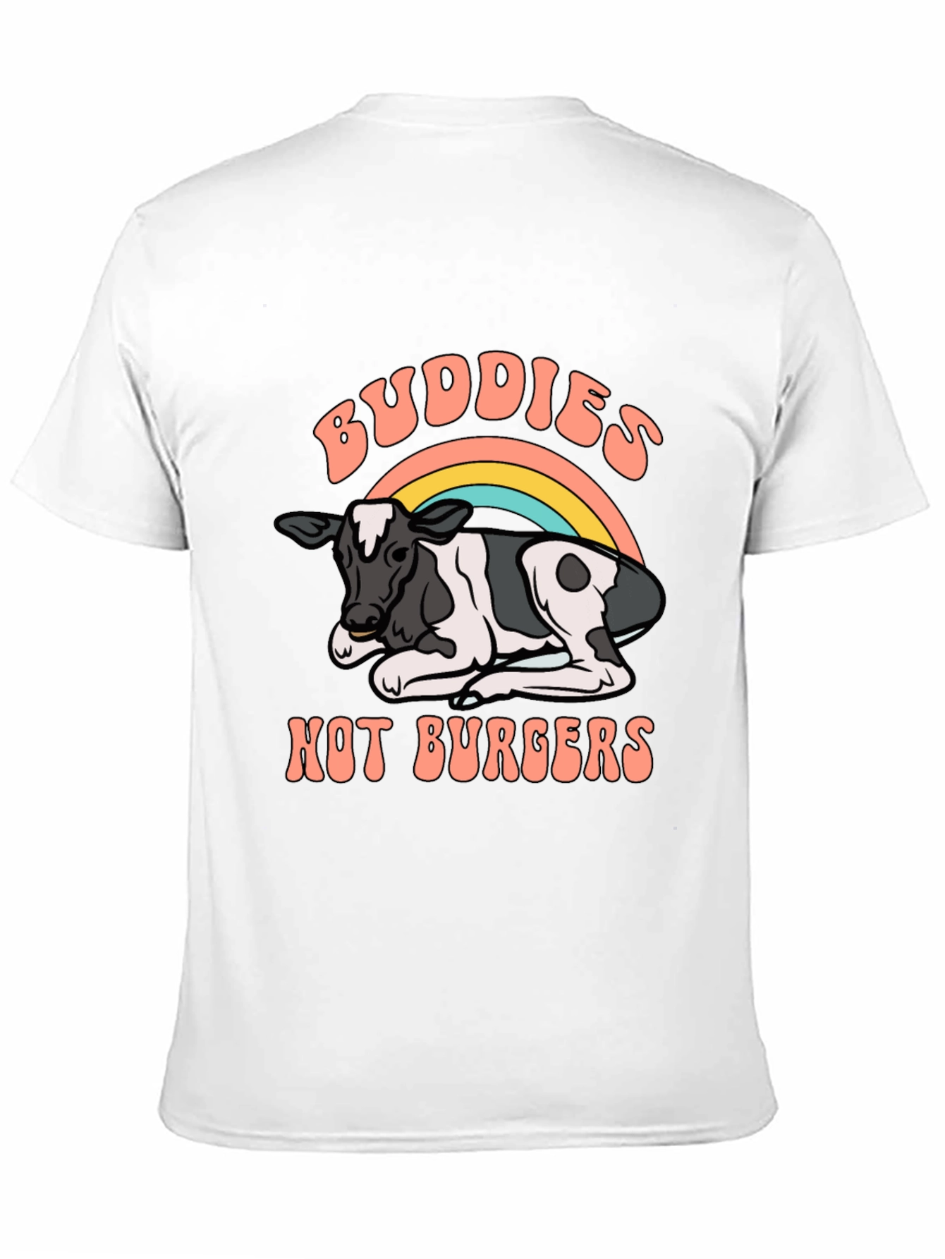 Buddies Not Burgers T-Shirt - Vegan Rainbow Cow Tee