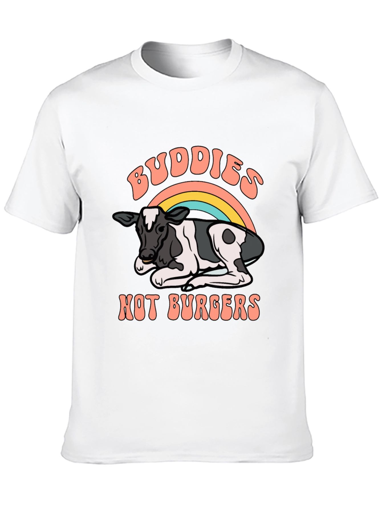 Buddies Not Burgers T-Shirt - Vegan Rainbow Cow Tee