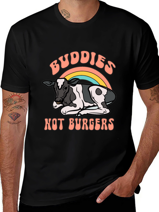Buddies Not Burgers T-Shirt - Vegan Rainbow Cow Tee