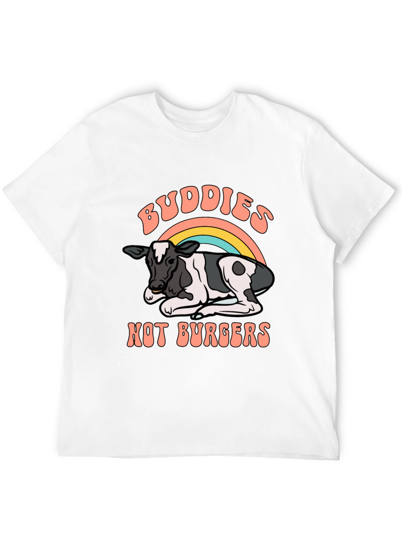 Buddies Not Burgers T-Shirt - Vegan Rainbow Cow Tee