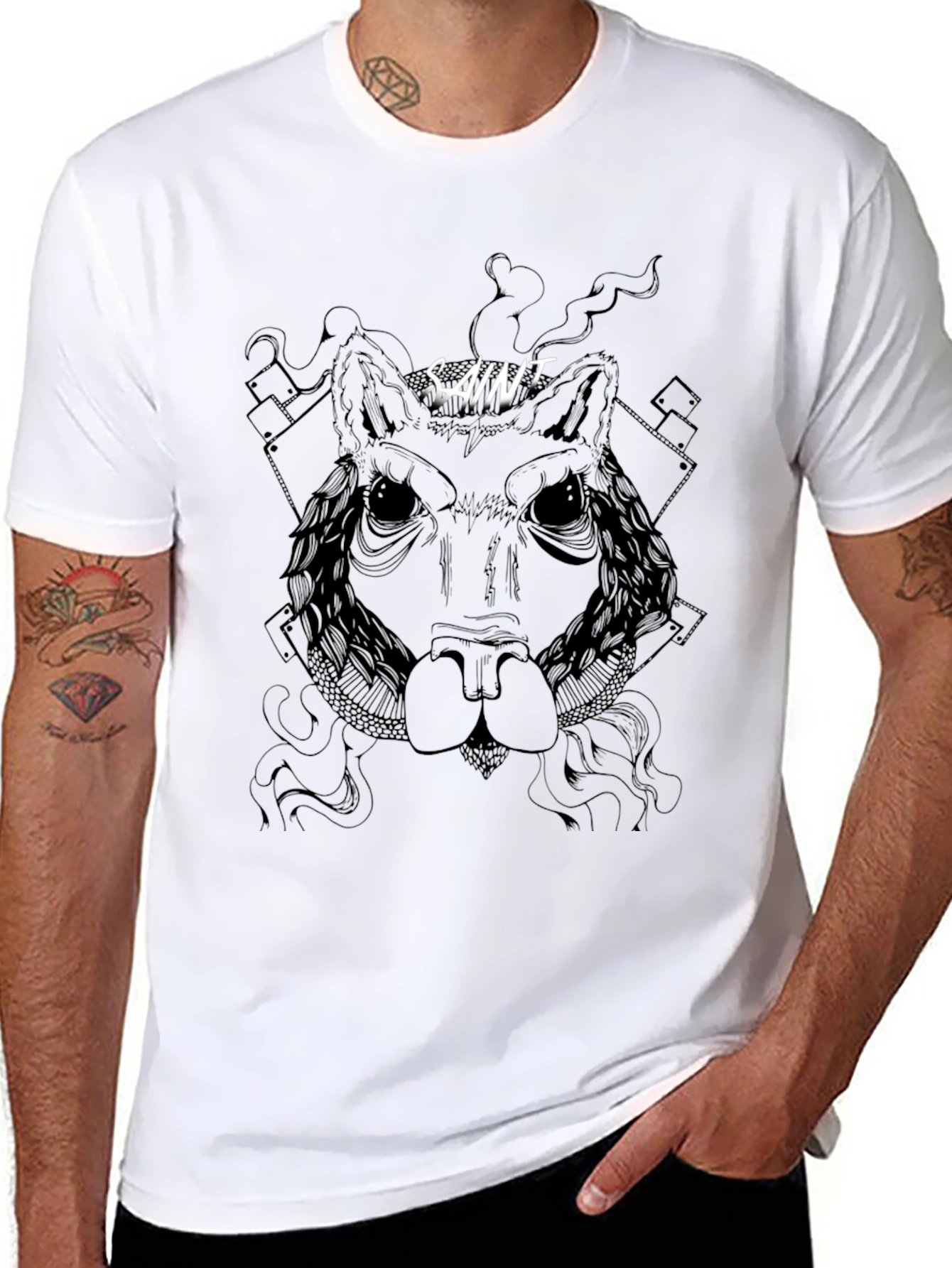 Saint Wolf Graphic Tee - Stylish Black T-Shirt