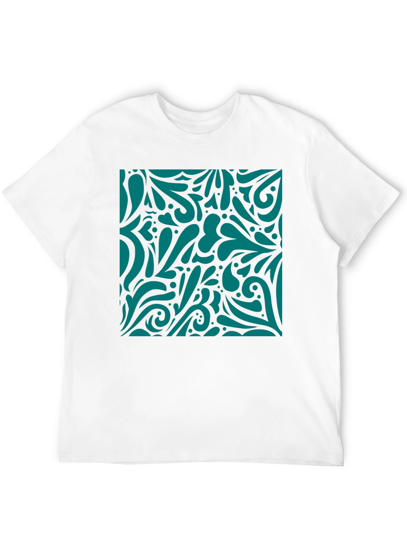 Abstract Swirl Print Black T-Shirt