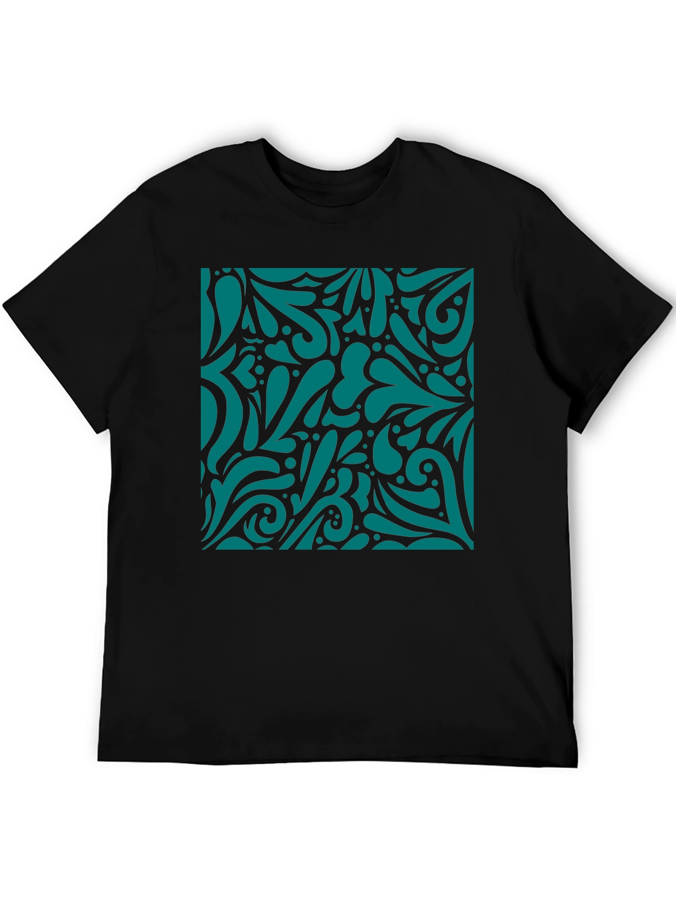 Abstract Swirl Print Black T-Shirt