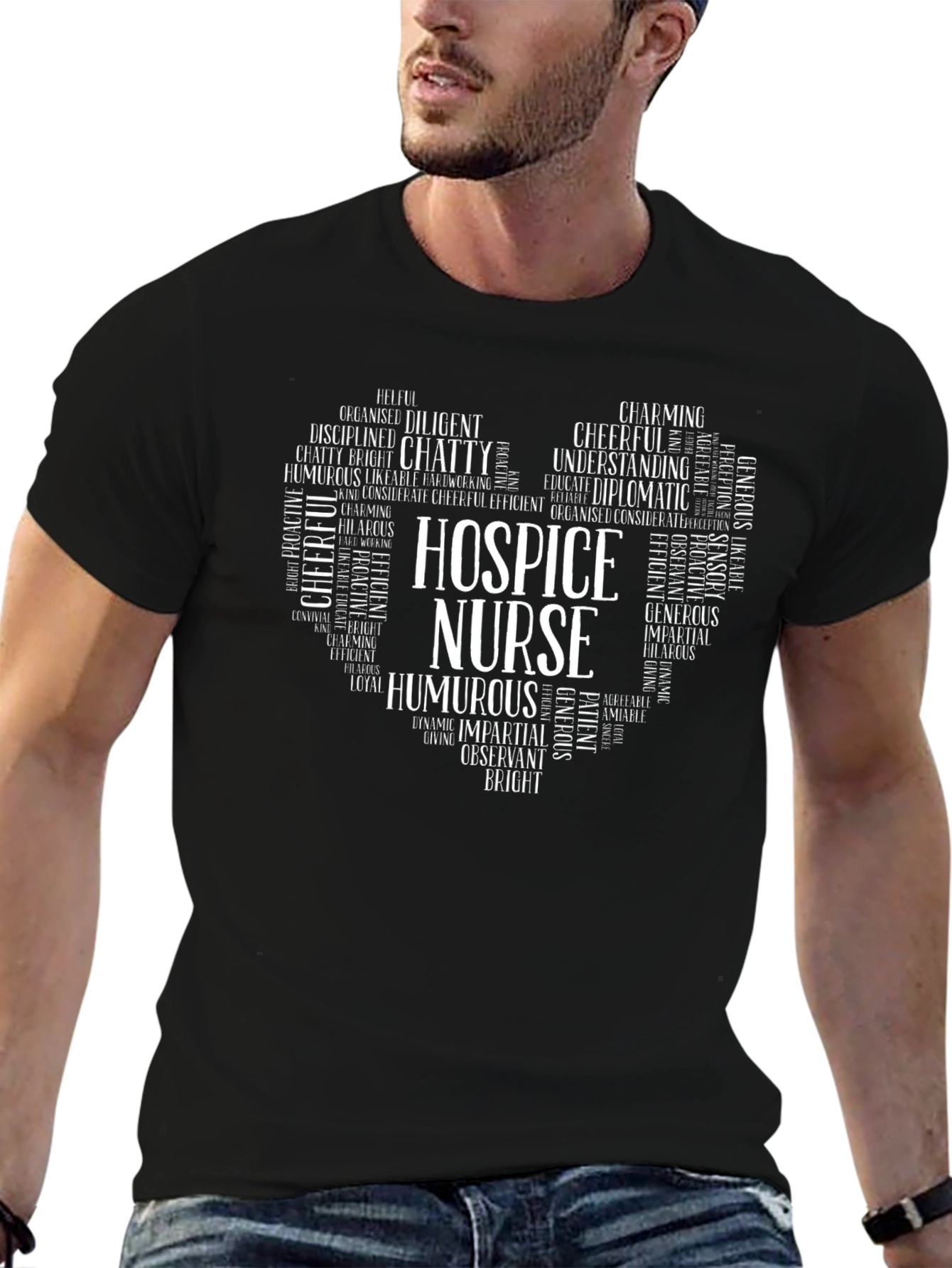 Hospice Nurse Word Art Heart T-Shirt