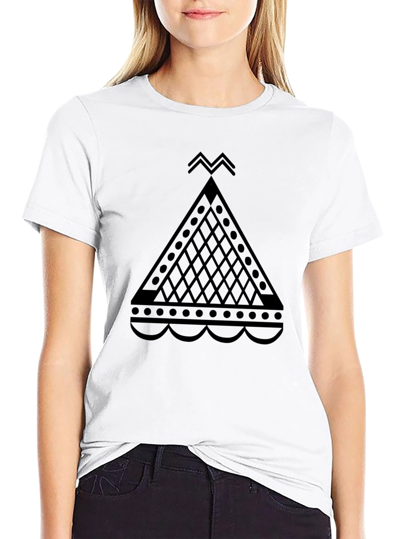 Modern Geometric Triangle Graphic Black T-Shirt