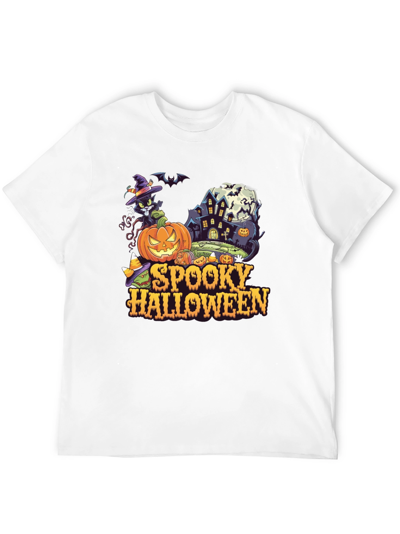 Spooky Halloween Graphic Tee - Black