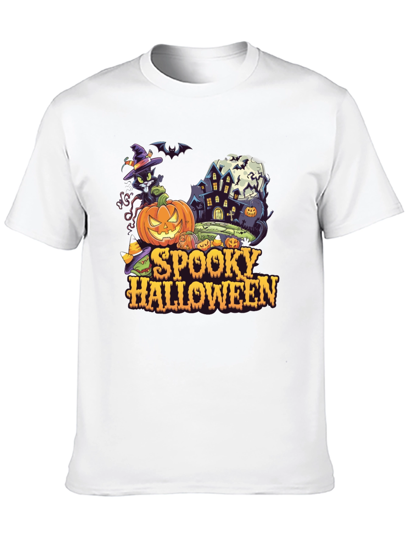Spooky Halloween Graphic Tee - Black