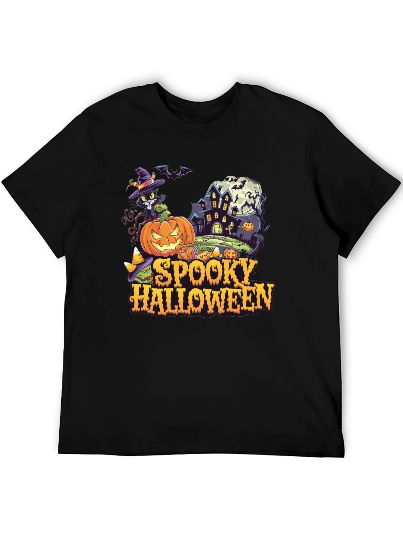 Spooky Halloween Graphic Tee - Black