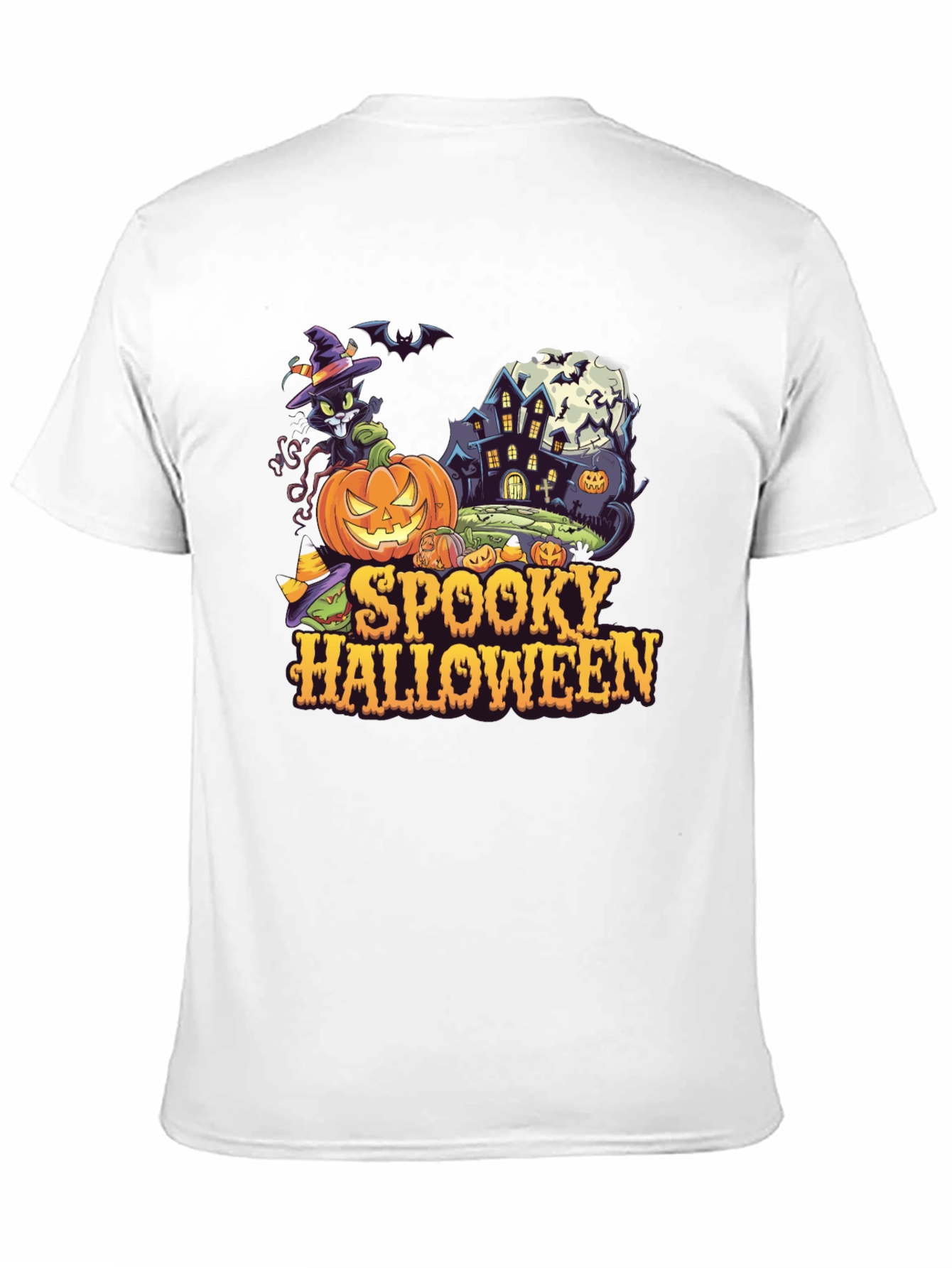 Spooky Halloween Graphic Tee - Black
