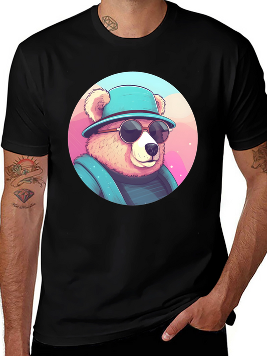 Cool Bear Graphic Tee - Stylish Mens Black T-Shirt