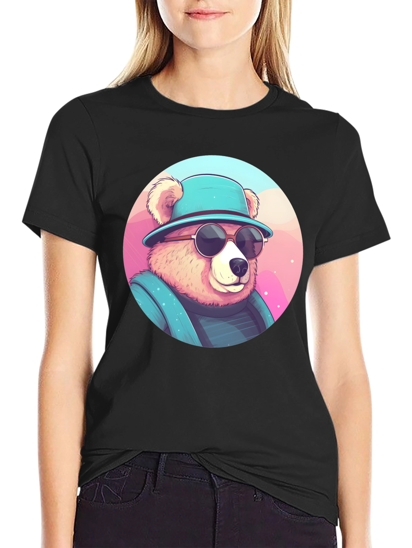 Cool Bear Graphic Tee - Stylish Mens Black T-Shirt