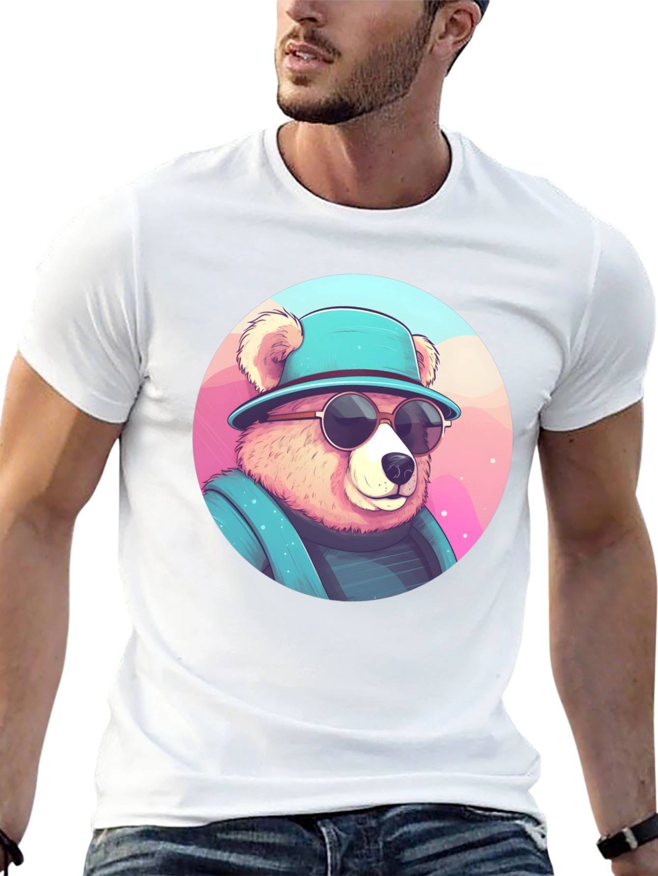 Cool Bear Graphic Tee - Stylish Mens Black T-Shirt