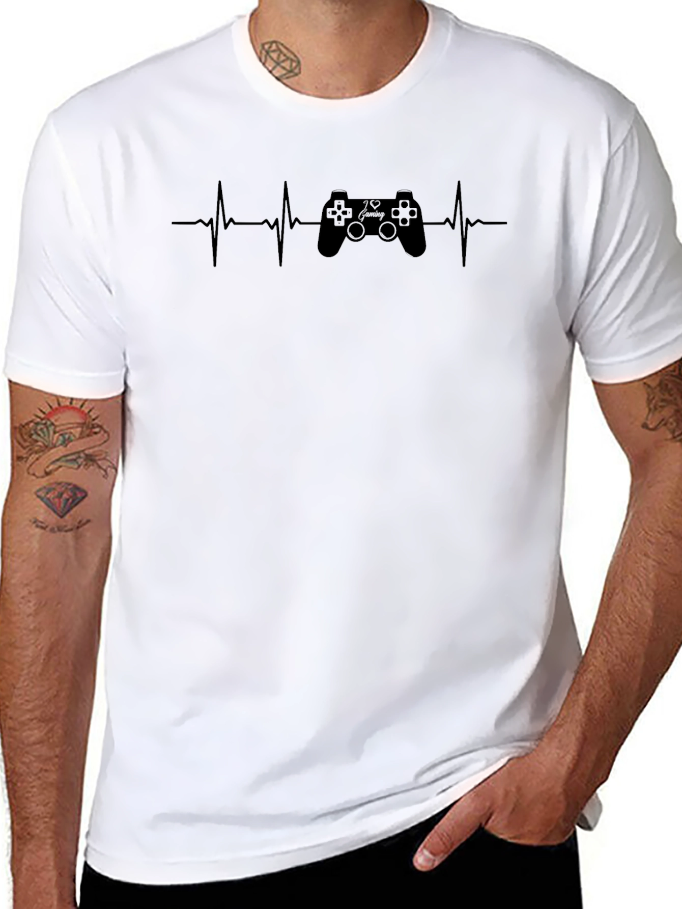 Gamer Heartbeat T-Shirt - Black Cotton Graphic Tee