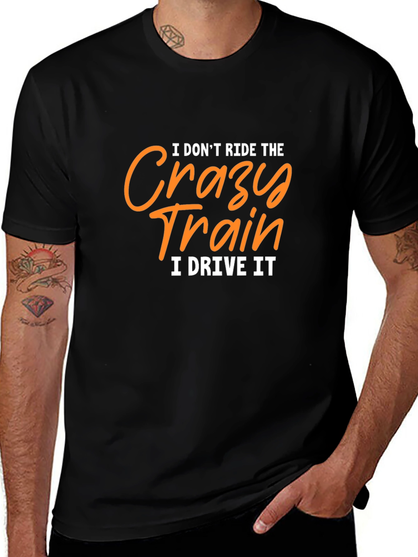 Crazy Train Driver Graphic Tee - Black Cotton T-Shirt