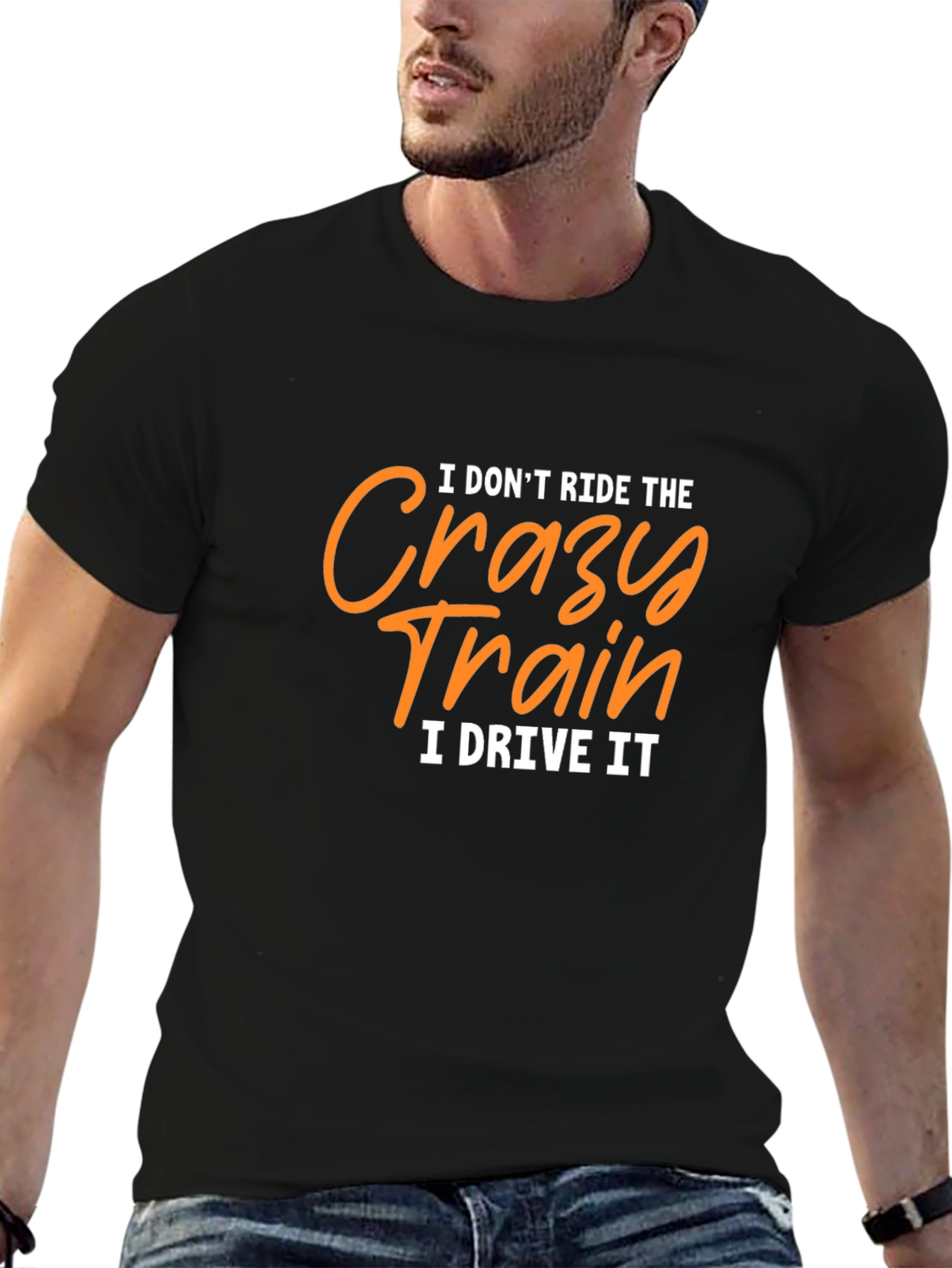 Crazy Train Driver Graphic Tee - Black Cotton T-Shirt