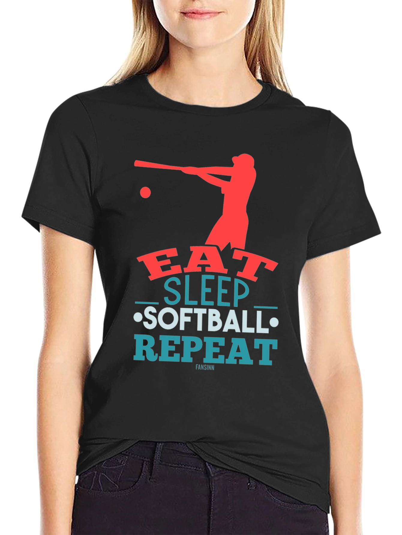 Eat Sleep Softball Repeat Graphic Tee