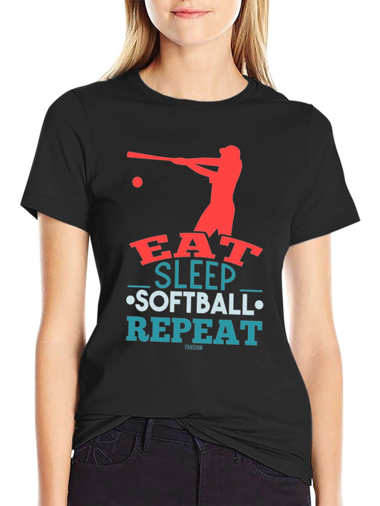 Eat Sleep Softball Repeat Graphic Tee