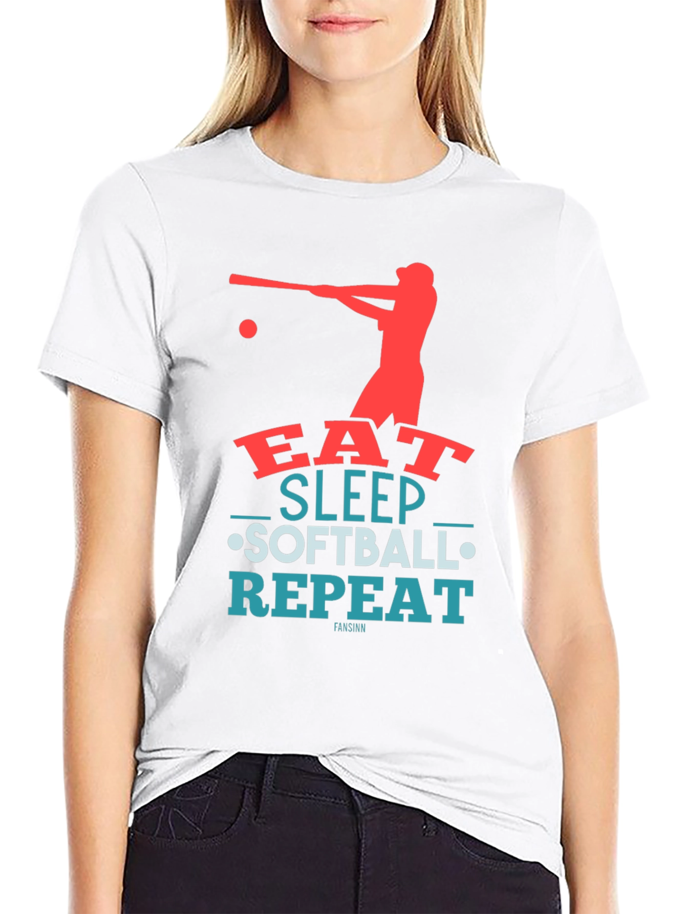 Eat Sleep Softball Repeat Graphic Tee