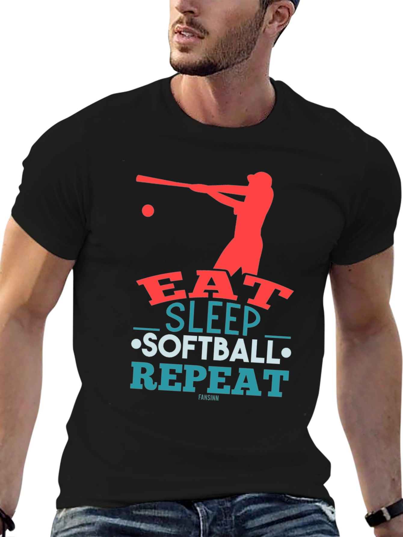 Eat Sleep Softball Repeat Graphic Tee