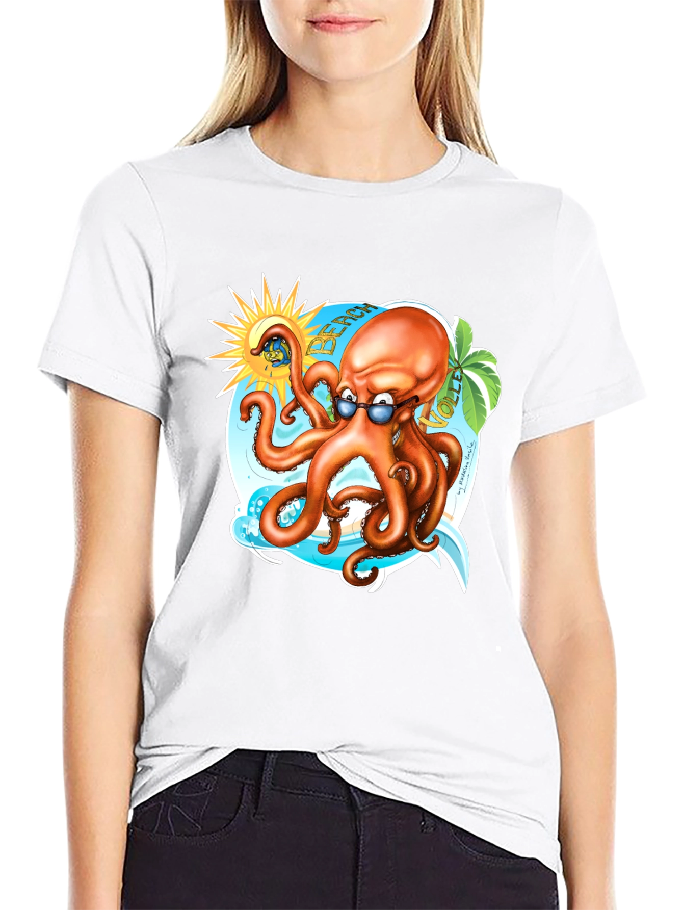 Beach Octopus Graphic Tee - Summer Fun
