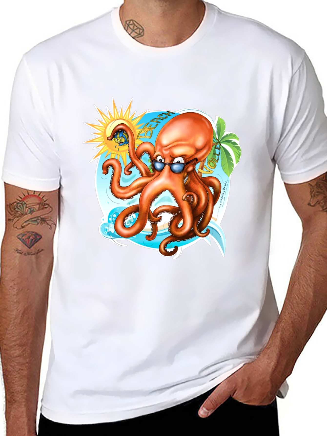 Beach Octopus Graphic Tee - Summer Fun