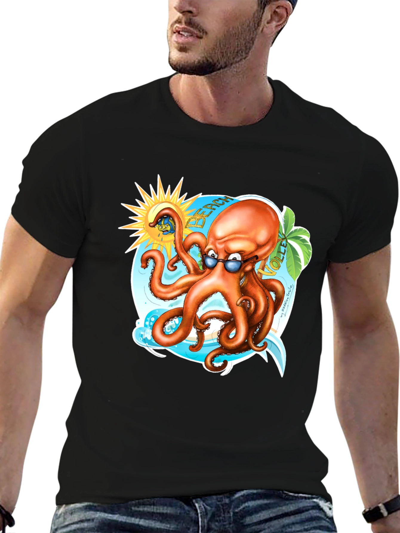Beach Octopus Graphic Tee - Summer Fun