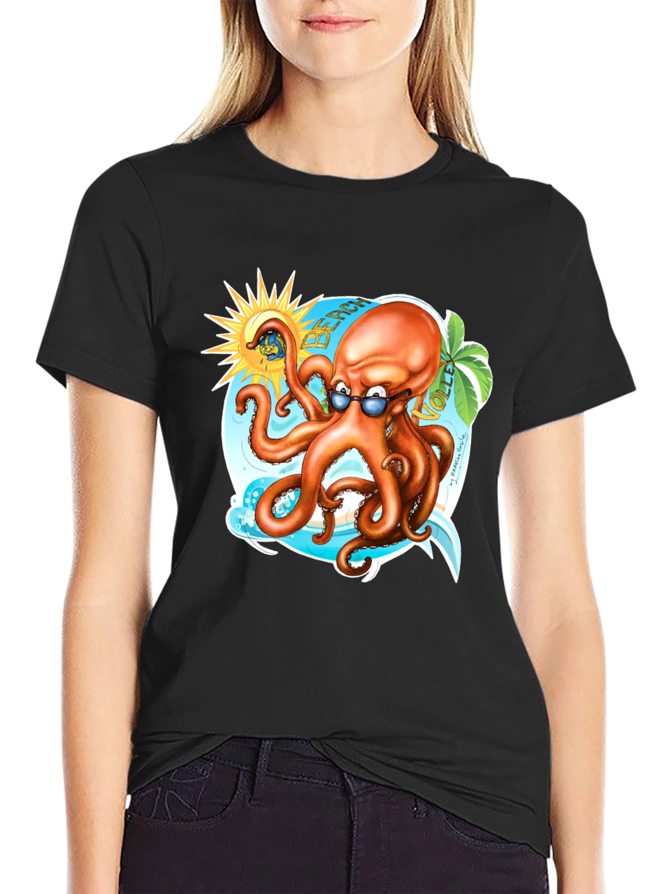 Beach Octopus Graphic Tee - Summer Fun