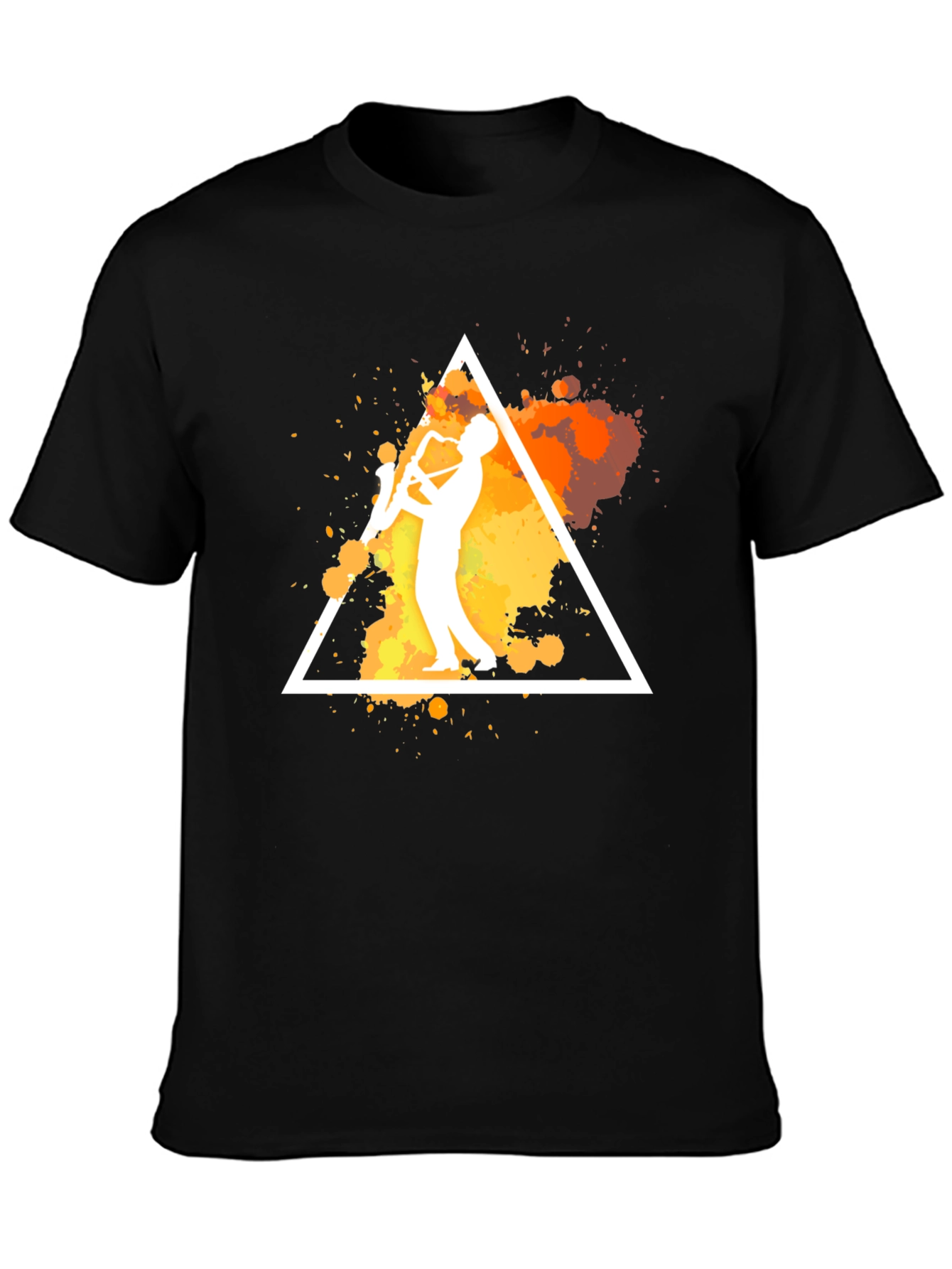 Jazz Saxophone Triangle Graphic Black T-Shirt