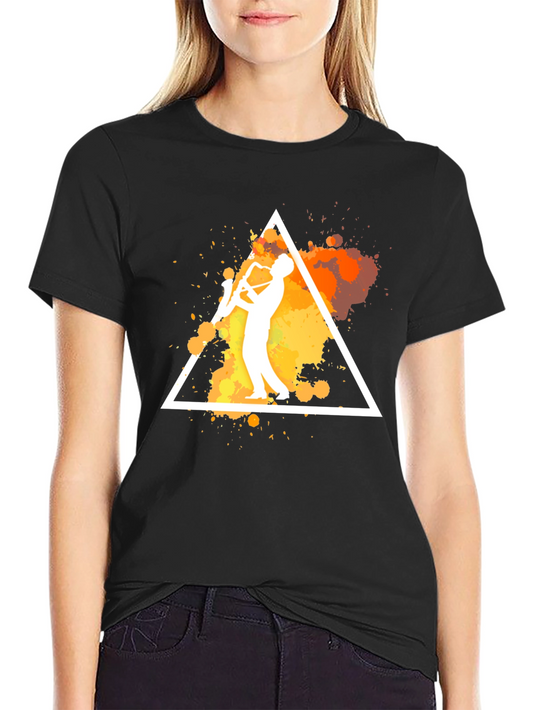 Jazz Saxophone Triangle Graphic Black T-Shirt