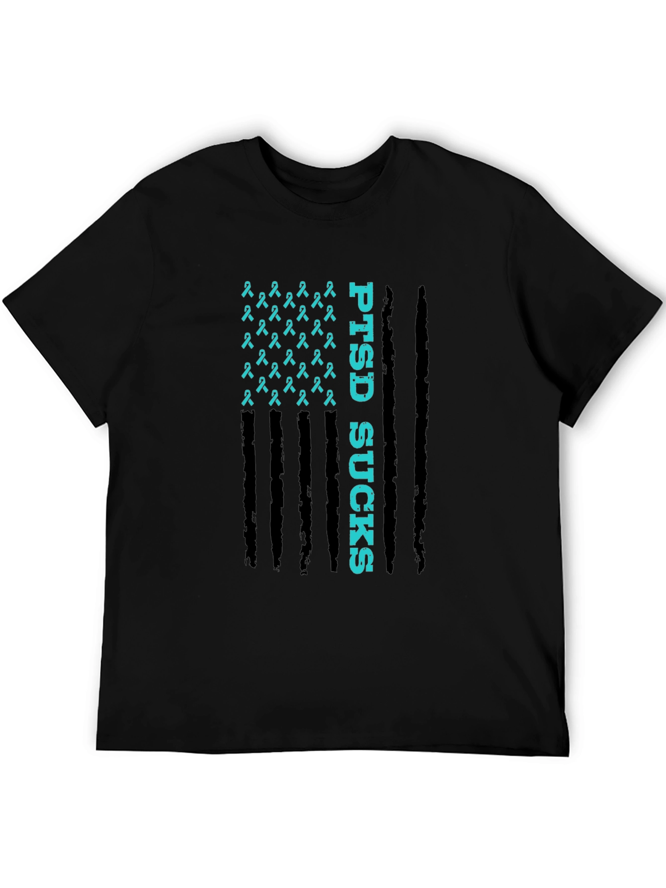PTSD Awareness Ribbon Flag Graphic T-Shirt