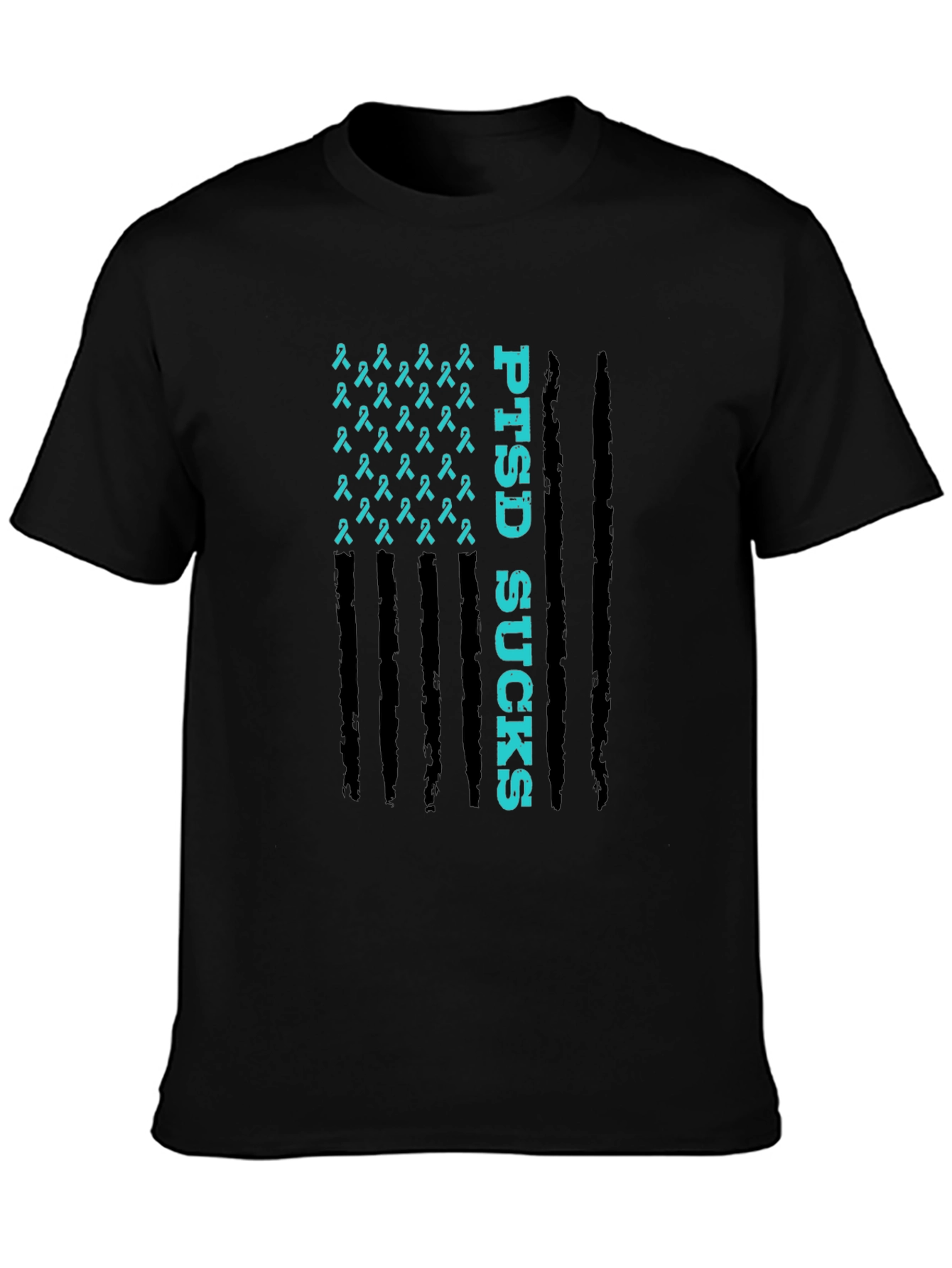 PTSD Awareness Ribbon Flag Graphic T-Shirt