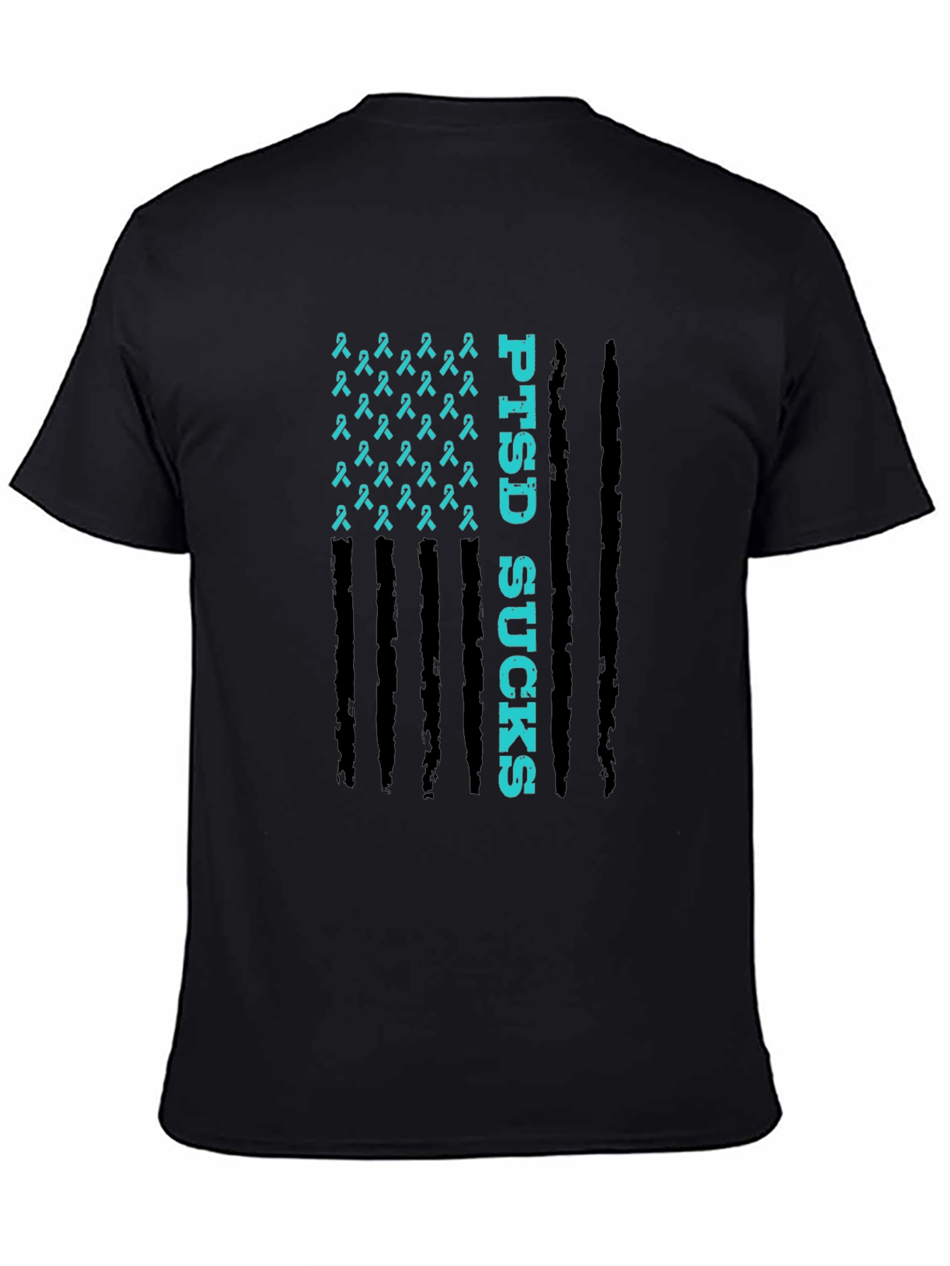 PTSD Awareness Ribbon Flag Graphic T-Shirt