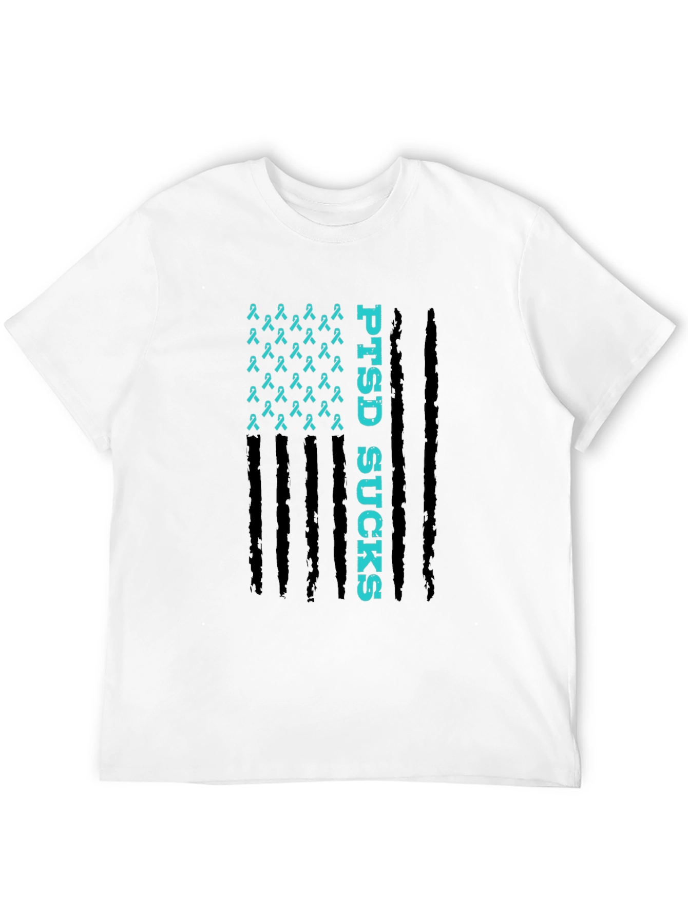 PTSD Awareness Ribbon Flag Graphic T-Shirt