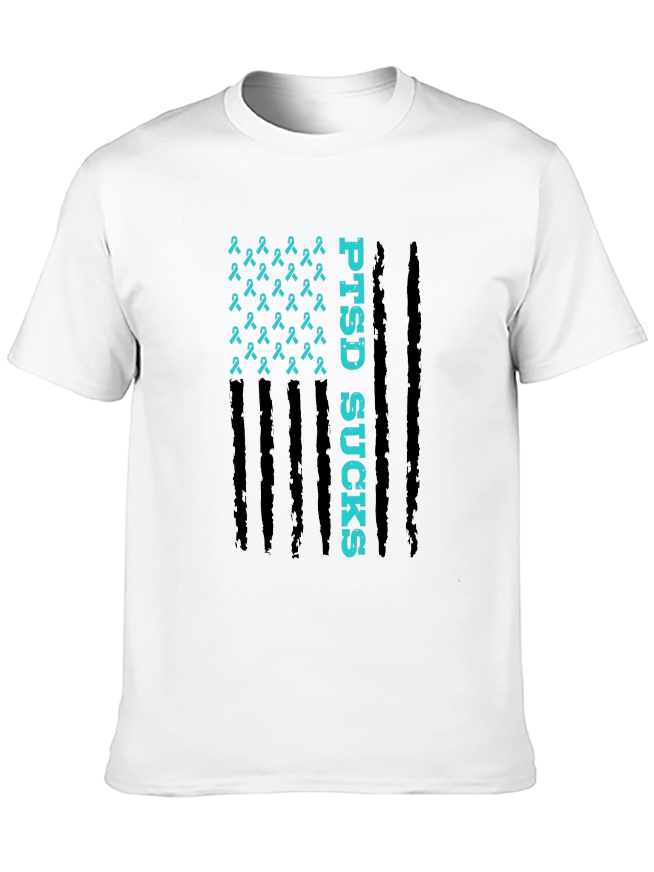 PTSD Awareness Ribbon Flag Graphic T-Shirt