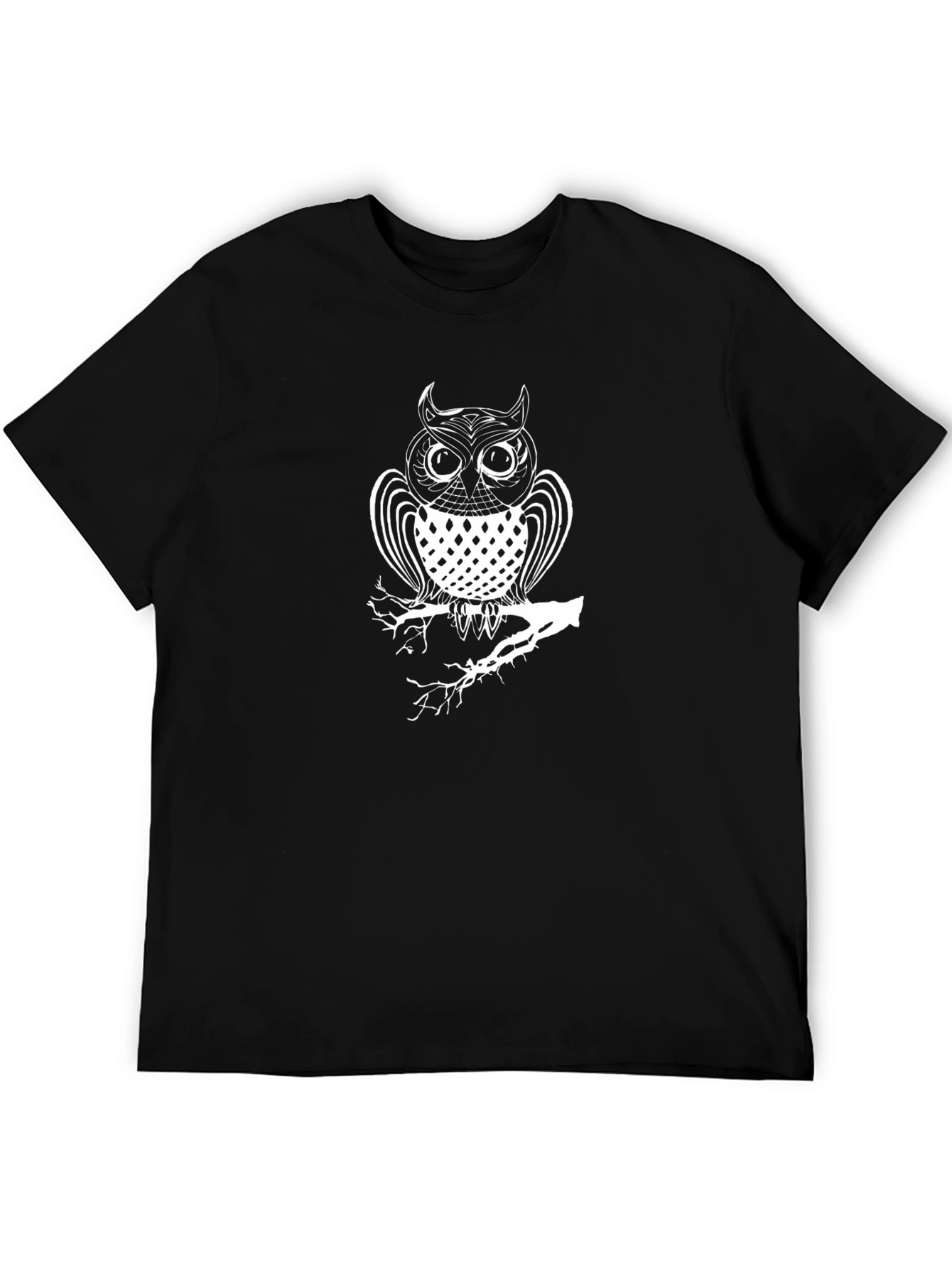 Mens Black Owl Graphic T-Shirt