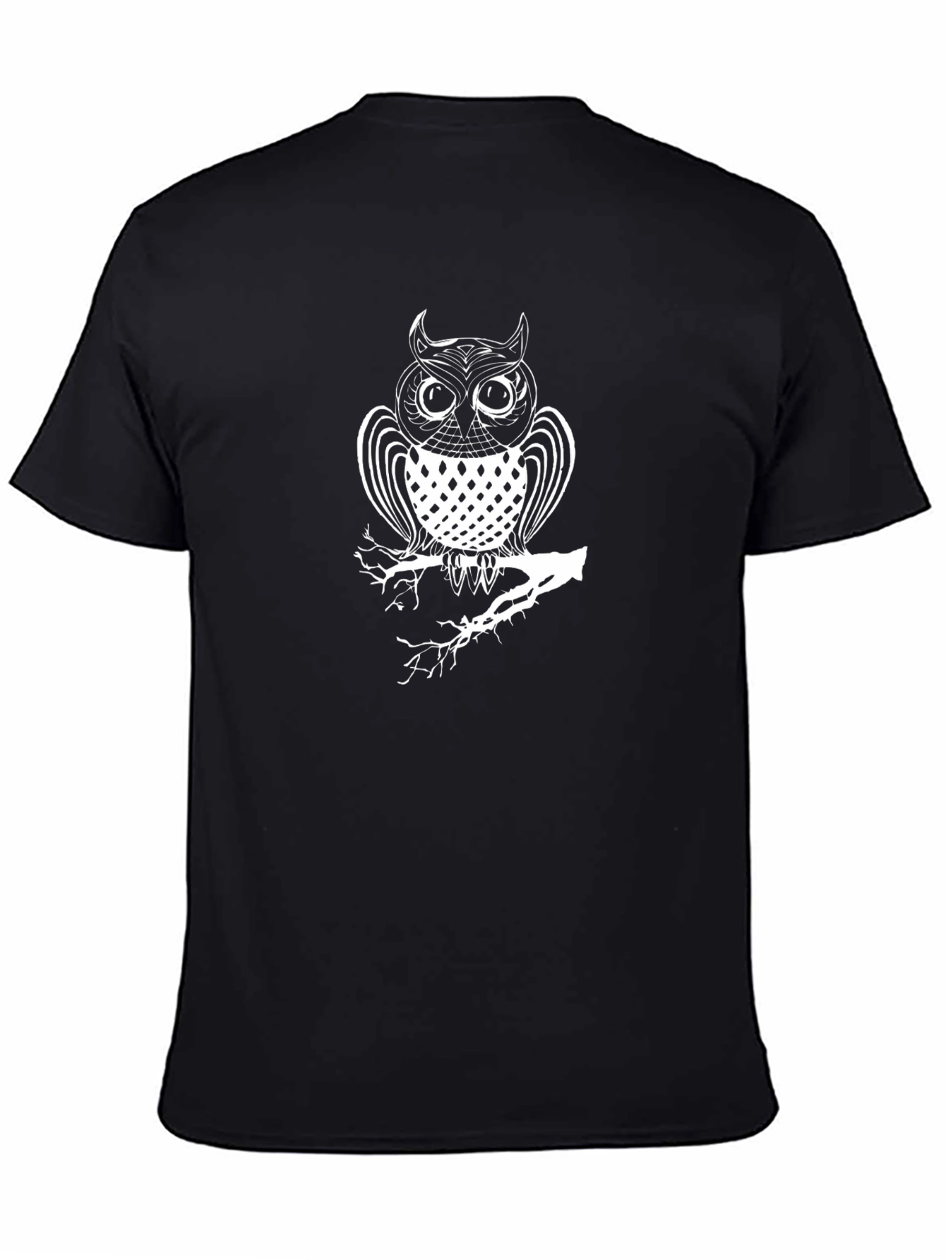 Mens Black Owl Graphic T-Shirt