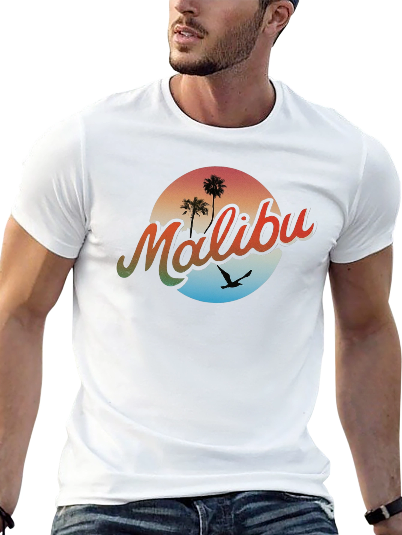 Malibu Palm Tree Graphic Tee - Retro Summer Vibes