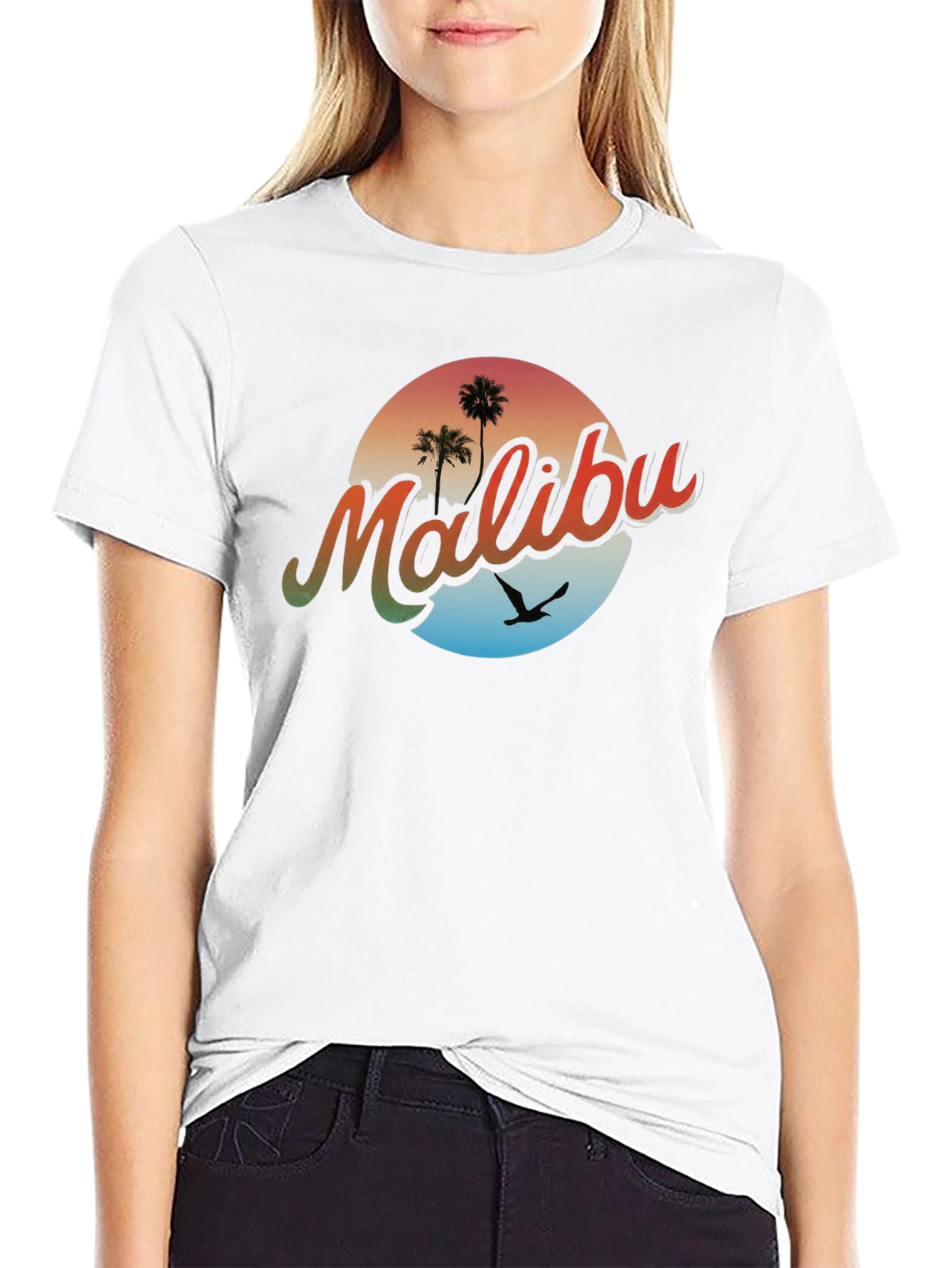 Malibu Palm Tree Graphic Tee - Retro Summer Vibes