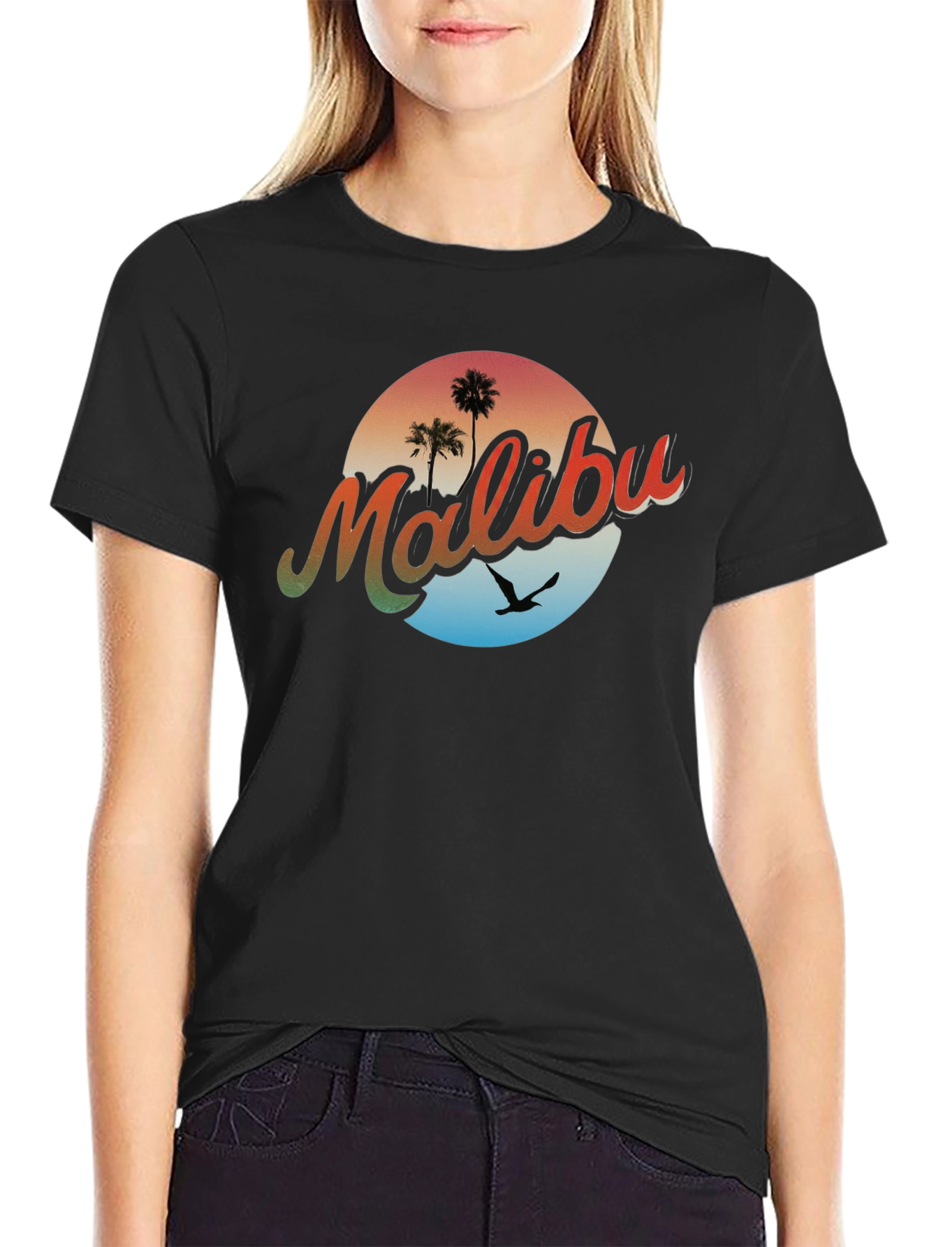 Malibu Palm Tree Graphic Tee - Retro Summer Vibes