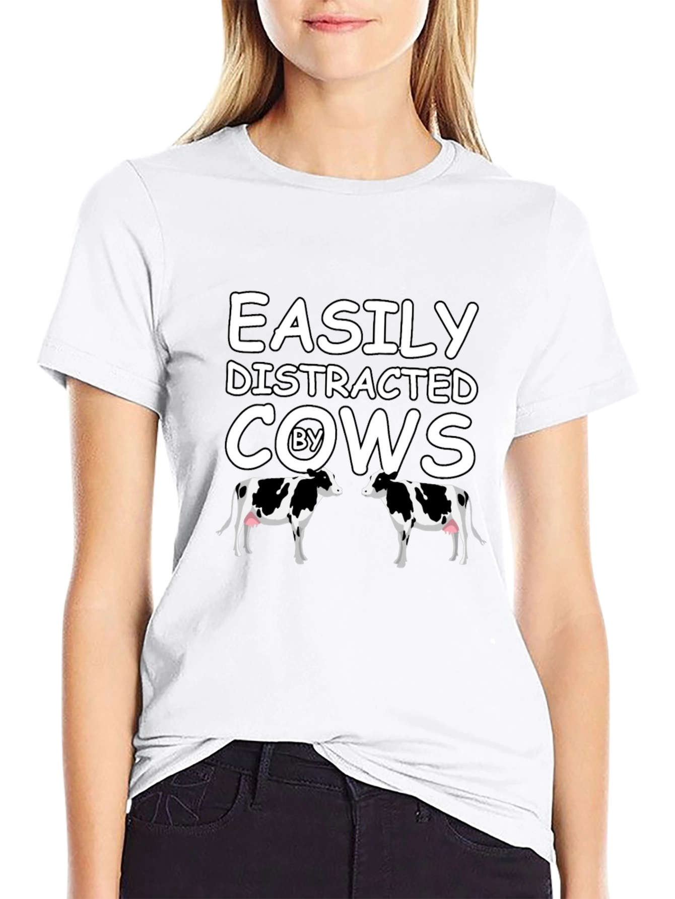 Easily Distracted By Cows Graphic T-Shirt