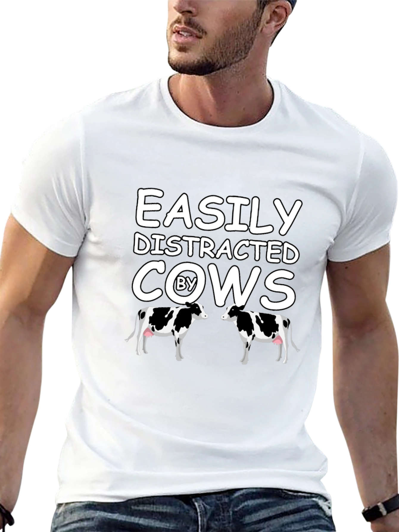 Easily Distracted By Cows Graphic T-Shirt